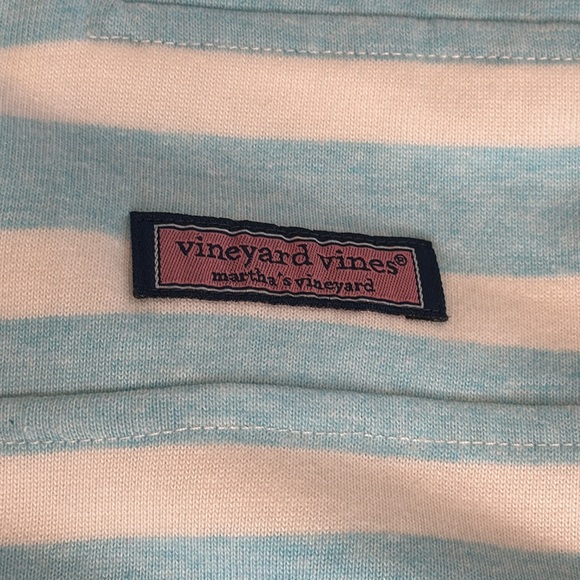 Vineyard Vines Sweatshirt Women's S Small 1/2 Zip Light Blue White Striped Whale - Picture 3 of 9
